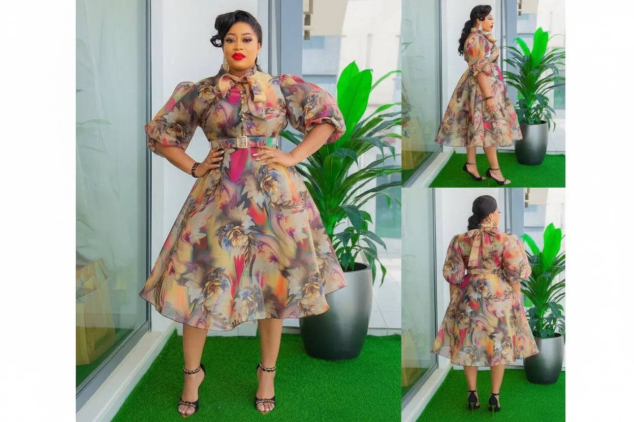 Floral scarfed Dress